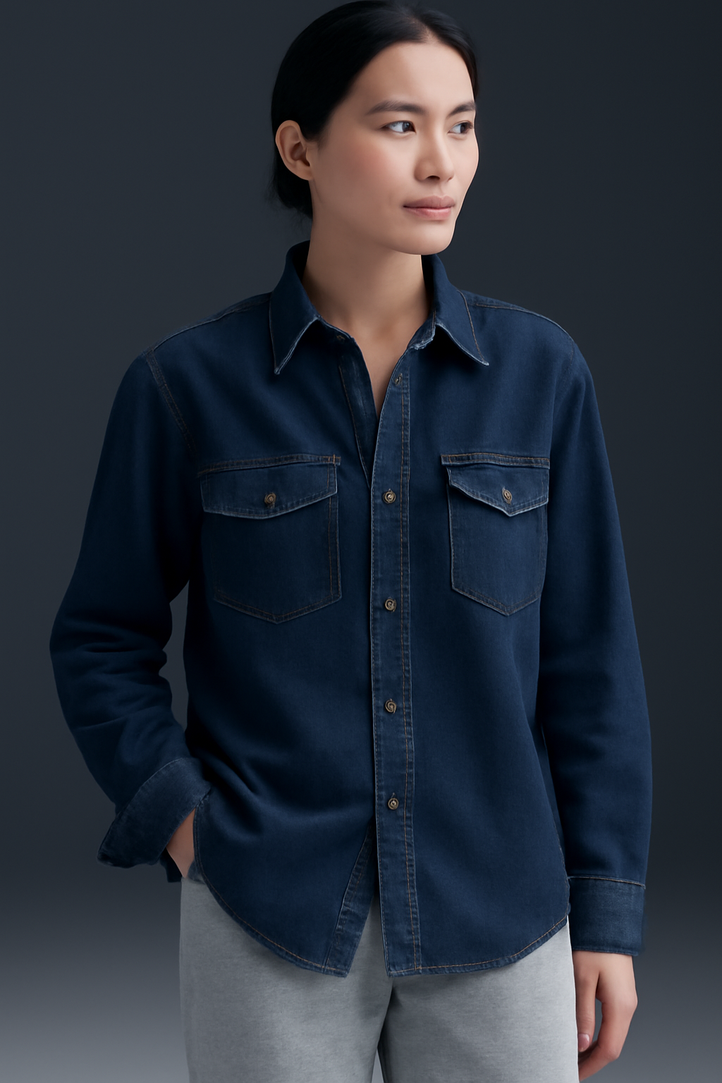 ZOE Luxe Button-Down Top